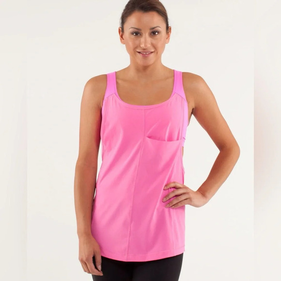 Lululemon Run: For Your Money Tank Pow Pink Light size 8 EUC with built in bra - Picture 2 of 7